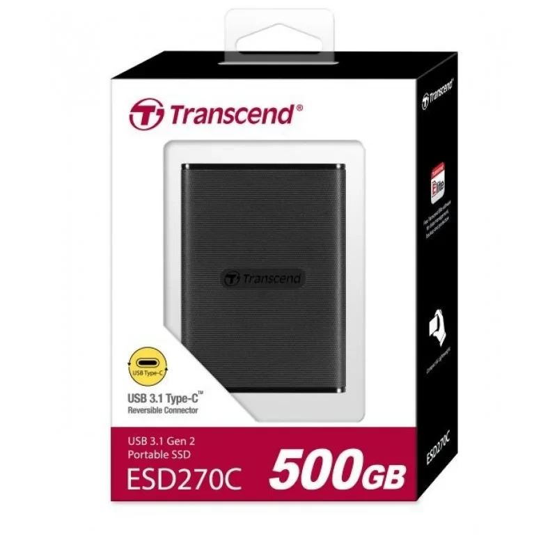 Transcend 500GB ESD270C USB 3.1 Gen 2 Type C External SSD